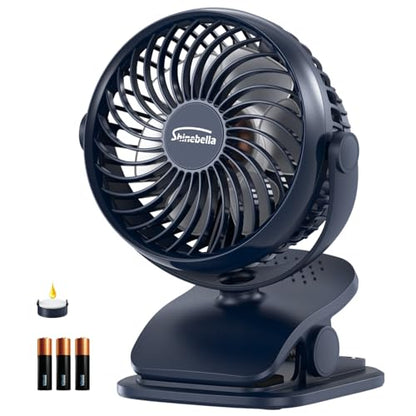 Shinebella AA Battery Powered Clip on Fan with 4-Speed, 5’’ Small Desk Fan with Aroma Function, USB Powered, 360°Rotation, Ultra Quiet, for Golf Cart, Stroller, Bedroom,Car(Batteries Not Included)
