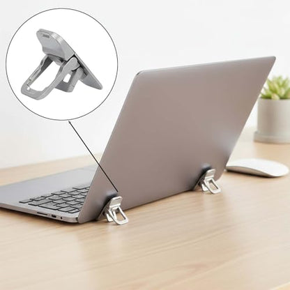 2 Pcs White Portable Keyboard Riser, Dual Tilt Angle Adjustment Foldable Laptop Stand, Self-Adhesive Mini Computer Stand for Desk/Most Keyboards - color: White