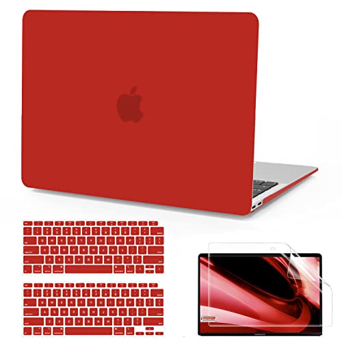 B BELK for MacBook Air 13 inch Case M1 2021 2020 2019 2018, Red | A2337 A2179 A1932, Matte Plastic Hard Shell for MacBook Air 13.3 inch Case Touch ID with Keyboard Cover & Screen Protector - color: Red