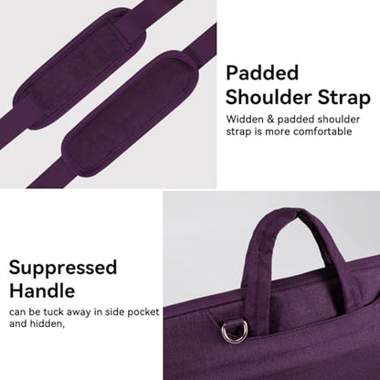 Voova 17.3-17 Inch Laptop Sleeve with Handle, MacBook Sleeve, Dark Purple | Splash-proof 17.3-inch laptop sleeve with handle and removable strap; fits Dell, HP and Lenovo notebooks for business travel - color: Dark purple, size: 17-17.3 In
