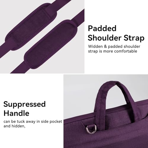 Voova 15.6-15 Inch Laptop Sleeve with Handle, MacBook Sleeve, Dark Purple | Splash-proof 15.6-inch laptop sleeve with handle and removable strap; fits notebooks and MacBook Pro for daily commute - color: Dark purple, size: 14-15.6In & 2019 New Macbook Pro