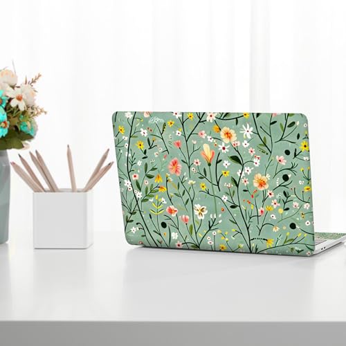 Laptop Skin Sticker Decal,13.3" 14" 15" 15.4" 15.6 inch Laptop Universal Vinyl Skin Sticker Cover, Reusable Art Decal Protector, Green Art Flowers - color: Green Art Flowers