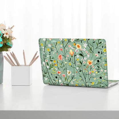Laptop Skin Sticker Decal,13.3" 14" 15" 15.4" 15.6 inch Laptop Universal Vinyl Skin Sticker Cover, Reusable Art Decal Protector, Green Art Flowers - color: Green Art Flowers