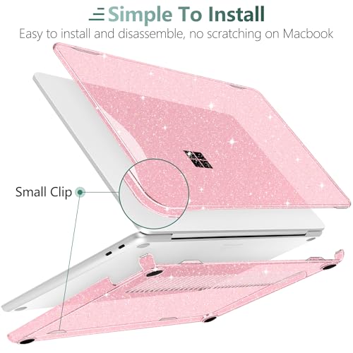 Shiny Crystal Clear Case for Microsoft Surface Laptop 13-Inch Copilot+ PC 2025 2026 for Business – Sparkling Protective Shell, Slim Lightweight Design with Scratch Protection, Pink - color: Pink