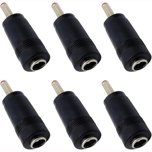 6Pcs DC Power Connector 5.5x2.1mm Female Jack to 3.5x1.35mm Male Adapter Barrel Connector,Red