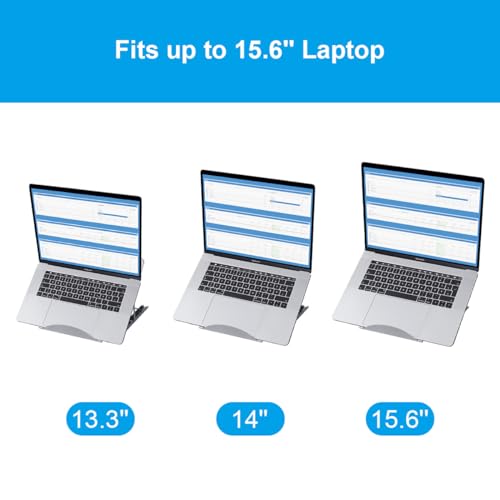 Ergonomic Laptop Tablet Stand Metal Mesh Ventilated Desktop Adjustable Computer Holder Riser Compatible with Apple MacBook Air Pro Dell XPS HP Samsung Lenovo More Laptops up to 16" (Black) - color: Black