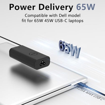 DECSZDY Replacement for Dell Laptop Charger 65W USB-C;Compatible with All Dell Computer 65 Watt USB Type C Power Adapter