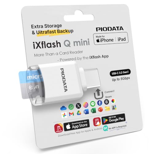 MFi USB-C MicroSD Card Reader for iPhone, iPad & Android - White | Works with or without the free app. Auto backup, 4K/1080p iPhone direct recording, media playback, USB 3.2 and 2TB support - color: White