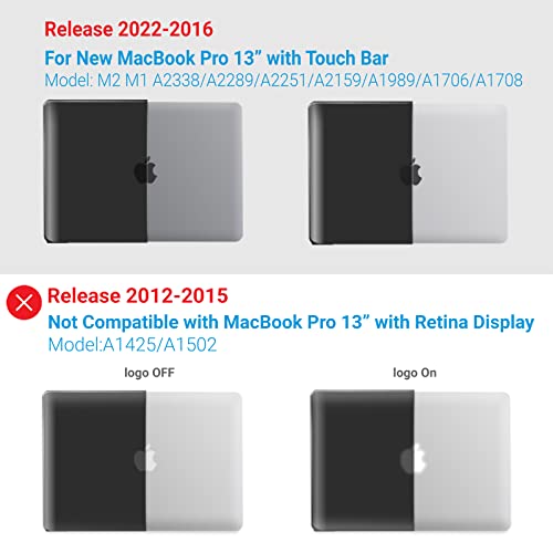 IBENZER Compatible with MacBook Pro 13 Inch Case M2 M1 2026 2025 2024 2023 2022 A2338 A2289 A2251 A2159 A1989 A1706 A1708, Hard Shell Case & Keyboard Cover for Mac Pro 13, Black, T13BK+1A - color: Black