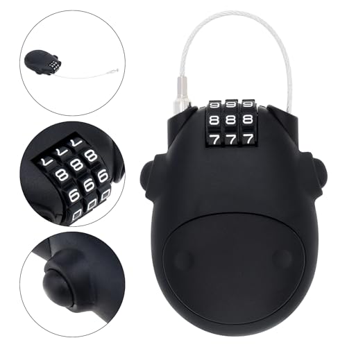 Combination Cable Lock, Cable Luggage Locks with 30 inch Retractable Steel Cable, Travel Lock Combo Mini Lock for Suitcase Stroller Bike (2, Black)