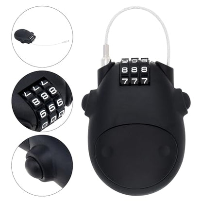 Combination Cable Lock, Cable Luggage Locks with 30 inch Retractable Steel Cable, Travel Lock Combo Mini Lock for Suitcase Stroller Bike (2, Black)