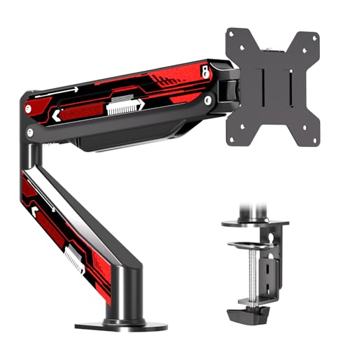 Suptek Monitor Mount Gas Spring Monitor Arm Desk Mount Fully Adjustable Fits 17 20 22 23 24 26 27 32 35 inch Monitors Weight Capacity up to 24.25 lbs, Black&red - color: Red, size: 17"-35"