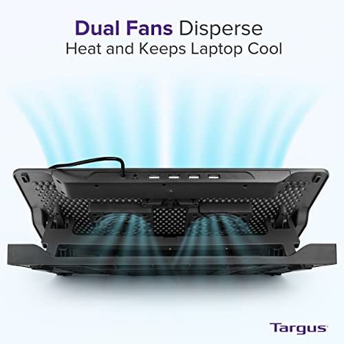 Targus 17" Dual Fan Laptop Chill Mat Plus, Ergonomic Cooling Pad, Heat Protection, 4-Port USB Hub Laptop Fan, (AWE81US) - style: 4-Port