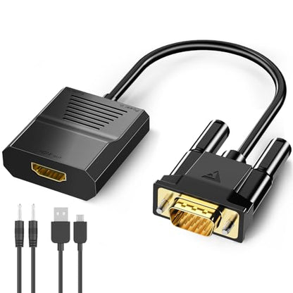 FOINNEX VGA to HDMI Adapter, 1080P Converter with USB Audio from Old Computer/Laptop/Desktop/PC VGA Source to HDMI HDTV/Monitor/Projector/Displayer, 0.33FT - size: 0.33FT/0.1M VGA to HDMI Adapter