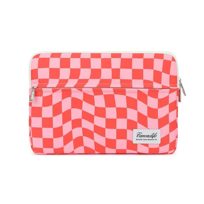 Canvaslife Pattern 13 inch Canvas Laptop Sleeve with Pocket 13 inch 13.3 inch Laptop 13 case13 Sleeve (Pink Check) - color: Pink Check, size: 13 inch/13.3 inch