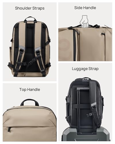 NINETYGO Casual Backpack for Men & Women, Brown | Airline Approved Carry On, Waterproof, 24.7L, Detachable Shoulder Bag, Fits 15.6 Inch Laptop - color: Brown