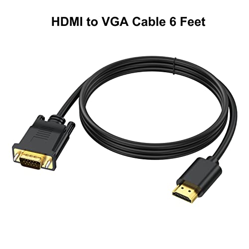 6FT HDMI to VGA Cable 6 Feet,1080P HD | HDMI to VGA Cord (Male to Male)Video Cable for Computer, Desktop, Laptop, PC, Monitor, Projector, HDTV (NOT Bidirectional) - size: 6 Feet, style: 1Pack