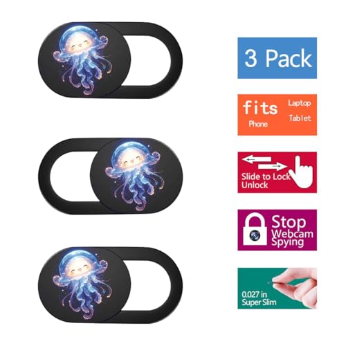 SIREG Webcam Cover Ultra Thin - Web Camera Cover fits Laptop,Tablet,PC,Computer, Smartphone, Protect Your Privacy and Security,Strong Adhesive (Jellyfish A- 3 Pack) - color: Jellyfish A- 3 pack