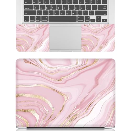 Pink River Vinyl Laptop Sticker, Waterproof Reusable Decal for Notebook PC, Cartoon Art Protector-Fits 12-15.6 inch - color: Pink Gold Marble