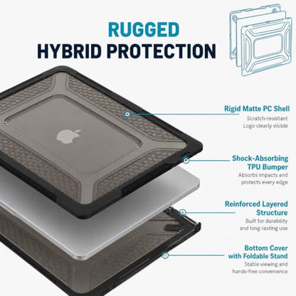 Soonjet Heavy Duty Case for MacBook Air 15 inch M5 M4 M3 M2 2026-2023 Black | Shockproof Hybrid Laptop Cover, Rugged Hard Shell, Drop Protection, TPU Bumper, Foldable Kickstand, Anti Fingerprint Scratch - color: Bumper Black