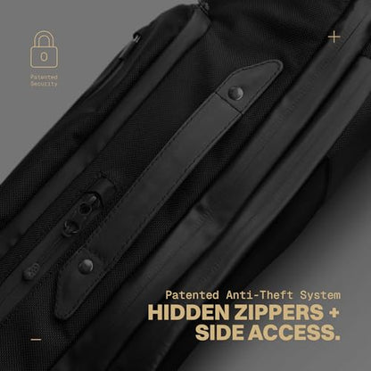The Frenchie Co. - Work/Travel Speed Backpack - Expandable 23–30 liters - Laptop compartment with anti-theft magnetic closure - Ballistic nylon durable commuter pack - color: Black