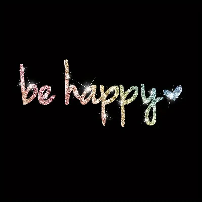 2pcs Sparkling Be Happy Glitter Heart-Shaped Self-Adhesive PVC Rainbow Glittery Decal Sticker for Cars, Laptops, Trucks, Motorcycles Wall Window Luggage Scratch Cover Door Multi-Surface Decor Sticker