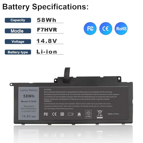 BND F7HVR Laptop Battery Replacement for Dell Inspiron 17 7737 7746 15 7537 5545 Series Ins15HD-2528 Ins15HD-1528 Ins15HD-1828T G4YJM 062VNH T2T3J Battery 14.8V 58Wh