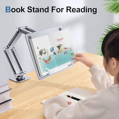 Laptop Stand Desk Mount, Aluminum Adjustable Laptop Arm with Tray | 360° Rotatable Ergonomic Computer Holder for 11-15 Inch Laptops & Tablets, Relieve Neck Strain for Sitting & Standing Work - color: Silver