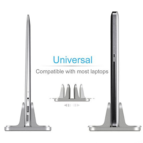 Vertical Laptop Stand for Desk [Adjustable] Sturdy Aluminum Dock Fits All Laptops (up to 20.3 inches) Space Saving, Modern Compact Holder, Compatible with MacBook Pro/Air, Surface, HP, Dell (Gray) - color: Gray