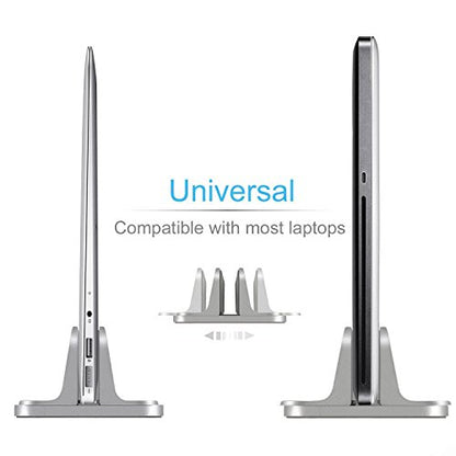 Vertical Laptop Stand for Desk [Adjustable] Sturdy Aluminum Dock Fits All Laptops (up to 20.3 inches) Space Saving, Modern Compact Holder, Compatible with MacBook Pro/Air, Surface, HP, Dell (Gray) - color: Gray