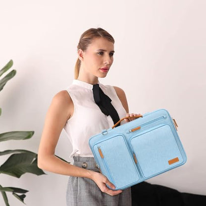 MOSISO 360 Protective Laptop Shoulder Bag, 14 inch Computer Bags | Compatible with HP Lenovo Dell ASUS Acer, HP, Dell, Lenovo,Side Open Messenger Bag with 4 Zipper Pockets&Handle, Air Blue - color: Air Blue, size: 14 inch