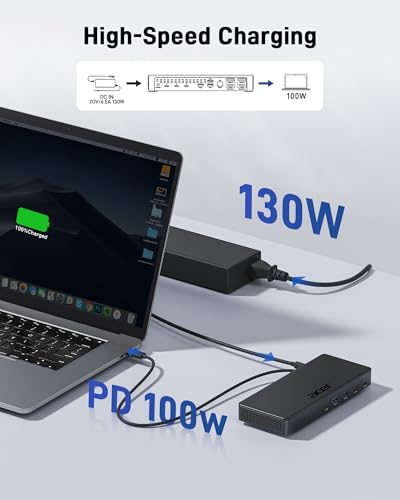 Acer DisplayLink Laptop Docking Station 3 Monitors,USBC Dock with 3HDMI+2DP | 15-in-1 USB C Docking Station with 130W Power Adapter, 10Gbps Data, 1Gbps Ethernet for MacBook Pro/Air, Acer Laptops, PC