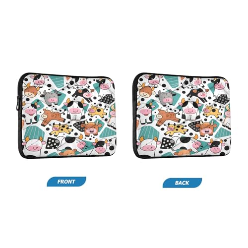 Lively Cow Pattern Padded Laptop Sleeve Case 13 Inch Soft Quilted Laptop Bag Waterproof Computer Sleeves - color: Lively Cow Pattern, size: Medium