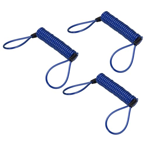 PATIKIL Disc Lock Reminder Cable (3.9ft, Blue)(3 Pcs) Anti Theft Security Spring Reminder Coil Cables Steel Motorcycle Reminder Rope Wire, Suit for - Motorcycle/Helmet/Scooter/Baggage - color: Blue, size: 3.9 ft