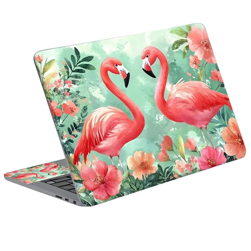 Universal Laptop Skin Sticker Decal with 2 Wrist Pad Skins, Waterproof Scratch Vinyl Cover for 11–15.6 Inch MacBook, HP, Dell, Lenovo, Cutable & Reusable,Pink Flamingo Garden Art - color: Pink Flamingo Garden Art