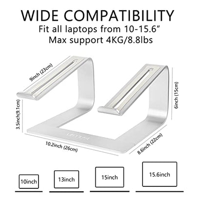 Urmust Laptop Stand for Desk - Ergonomic Computer Stand Riser Holder for MacBook Air Pro, Dell, HP, Lenovo, Samsung, Alienware Laptops 11-15.6" (Silver, Up to 15.6" Laptop) - color: D-Silver