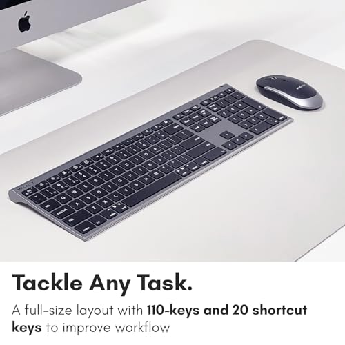 Macally Premium Bluetooth Keyboard and Mouse for Mac | Compatible Wireless Apple Keyboard and Mouse Combo (110 Keys Multi-Device Rechargeable) for MacBook Pro/Air and iMac - Space Gray - color: Space Gray