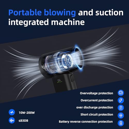 Electric Compressed Air Duster Vacuum Cleaner LED Light 180000 RPM | 5-Speed Handheld Mini Blower Storage Bag PC Cleaning Kit USB-C Rechargeable for Keyboard Home Outdoor Car BBQ Grill