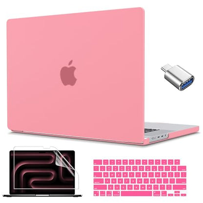 CISSOOK Compatible with MacBook Pro 14 inch Case 2026-2021, Hard Shell Case Keyboard Cover Screen Protector for MacBook Pro 14 M1 M2 M3 M4 M5 Chip, Matte Pink - color: Matte Pink