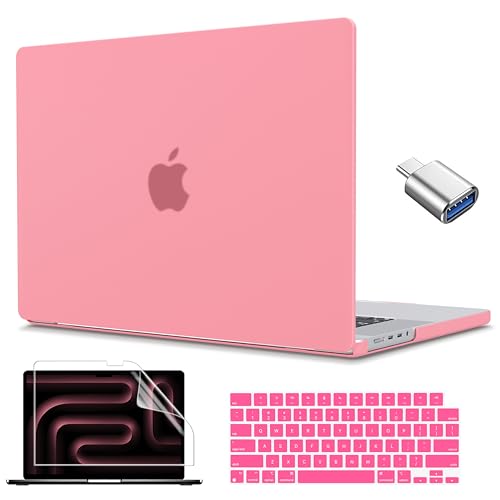 CISSOOK Compatible with MacBook Pro 14 inch Case 2026-2021, Hard Shell Case Keyboard Cover Screen Protector for MacBook Pro 14 M1 M2 M3 M4 M5 Chip, Matte Pink - color: Matte Pink