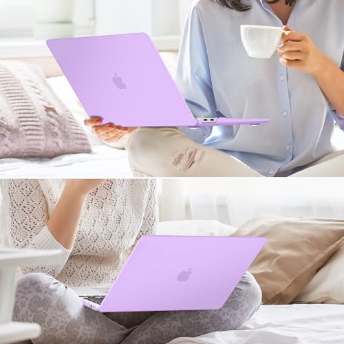 May Chen Compatible with New MacBook Air 13 inch Case 2021 2020 2019 2018 Release Model: M1 A2337 A2179 A1932, Plastic Hard Shell Case for MacBook Air 13 inch with Retina Display Fits Touch ID, Purple - color: Light purple