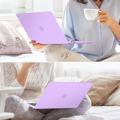 May Chen Compatible with New MacBook Air 13 inch Case 2021 2020 2019 2018 Release Model: M1 A2337 A2179 A1932, Plastic Hard Shell Case for MacBook Air 13 inch with Retina Display Fits Touch ID, Purple - color: Light purple