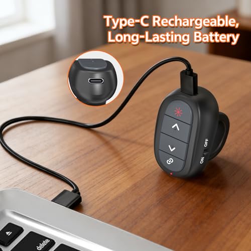 Ring-Style Presentation Clicker, Wireless Presenter Remote with USB Receiver（USB-A/C） | Hyperlink Control, Plug & Play, Carrying Case - size: Pro: USB A/C