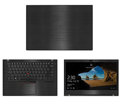 Decalrus - Protective Decal for Lenovo ThinkPad T480 (14" Screen) Laptop Black Texture Brushed Aluminum Skin case Cover wrap BAlenovoThnkpadT480Back