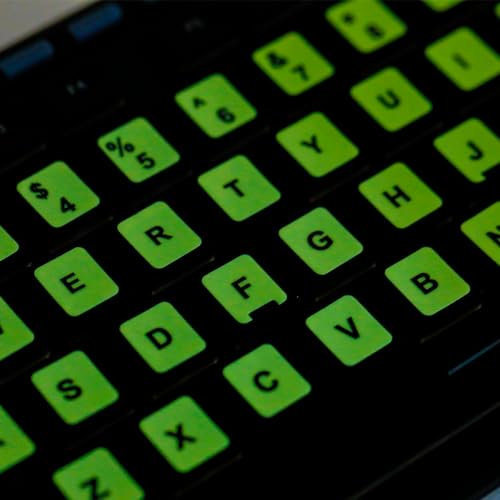 Glow in The Dark Keyboard Sticker [4 in 1], Luminous Replacement English Letter Keyboard for Laptop, Desktop & Notebook - color: Glow Letter
