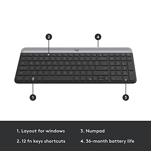 Logitech MK470 Slim Wireless Combo - Graphite (Renewed)