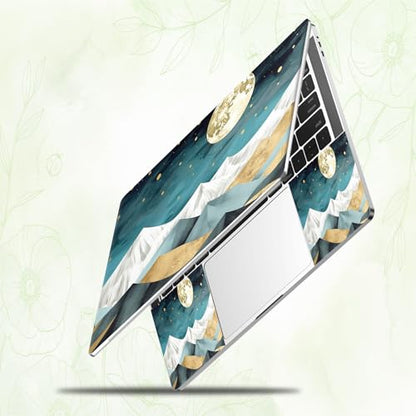Laptop Skin Sticker Decal, Universal Reusable Vinyl Laptop Cover for 12" 13" 13.3" 14" 15" 15.4" 15.6" Notebook PC, Reusable Waterproof Scratch-Resistant with 2 Wrist Pads,Mountain Moon Abstract - color: Mountain Moon Abstract