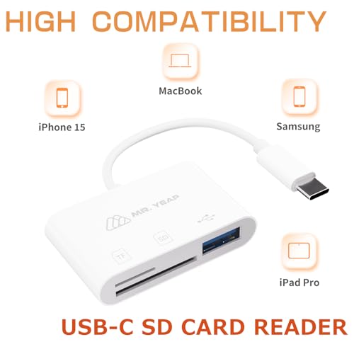 USB SD Card Reader 3.0, USB C Card Reader for iPhone 15/16 iPad MacBook Windows Android, 3 in 1 TF & SD Card Adapter, Portable Micro SD Memory Card Adapter, Trail Camera Viewer, Plug and Play