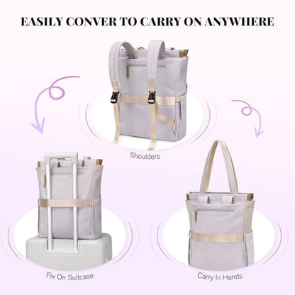 GOLF SUPAGS Convertible Laptop Backpack for Women Casual Daypack Notebook Tote Bag for Work College Travel Leisure (Taro Purple & White) - color: Taro Purple & White