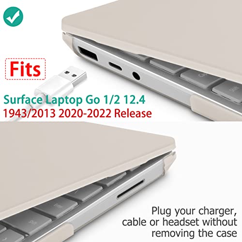 May Chen Compatible with Microsoft Surface Laptop Go 3 Go 2 Go 1 12.4 Inch Model 1943 2013 (2023 2022 2020 Release), Plastic Hard Shell Case with Screen Protector + Keyboard Cover + Dust Plug, Stone - color: Stone